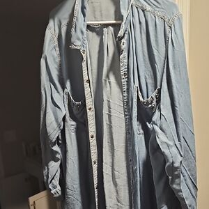 Light Blue Denim Button-Up Shirt
